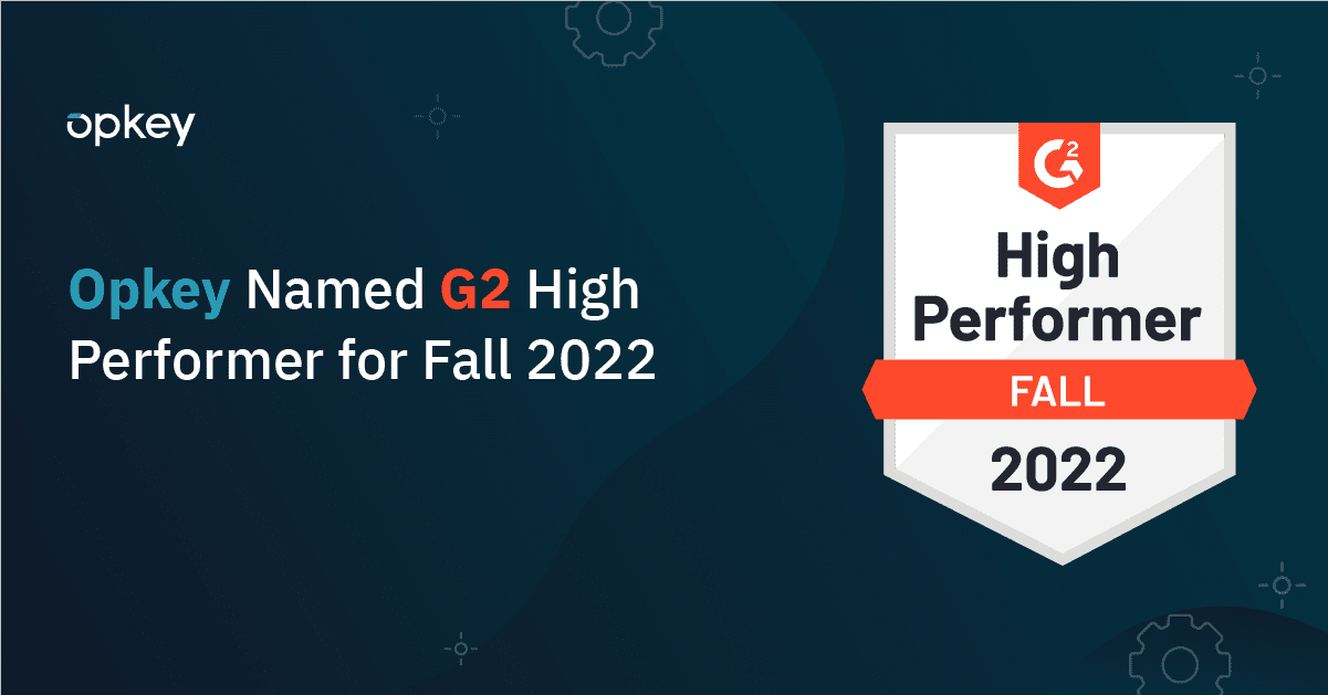 Opkey's G2 High Performer award for Fall 2022