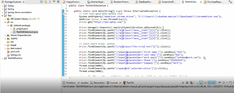 Understanding The Limitations of Selenium in Oracle Cloud Testing 2 Java code example for Selenium testing in Oracle Cloud.