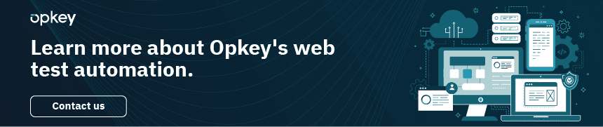 Why There’s a Need for Automated Web Testing 2 Automated web testing infographic showing devices connected to the cloud. Learn more about Opkey's test automation.